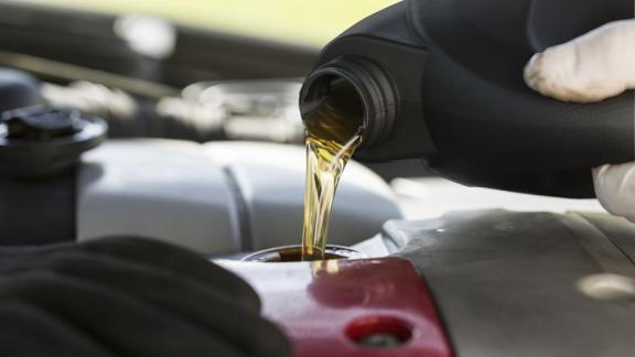 Oil being poured in an engine
